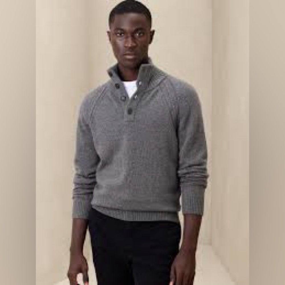 Banana Republic Pierro Light Gray Wool Men's Sweater